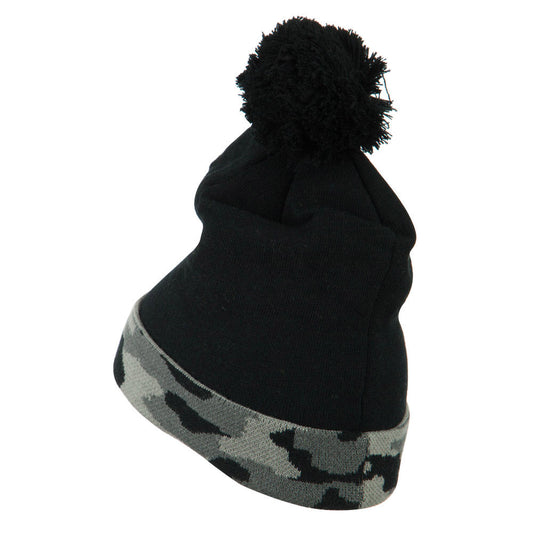Camouflage Cuff Pom Beanie
