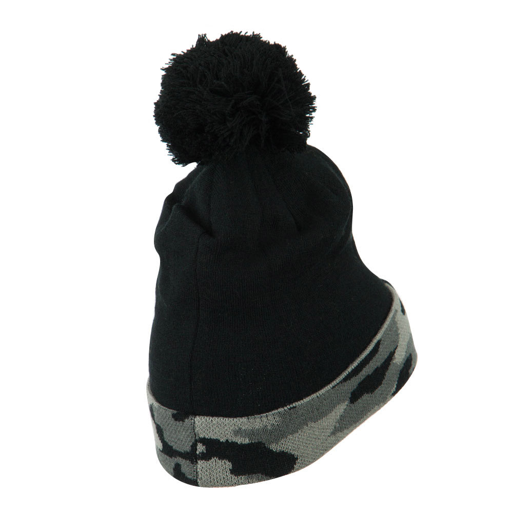 Camouflage Cuff Pom Beanie