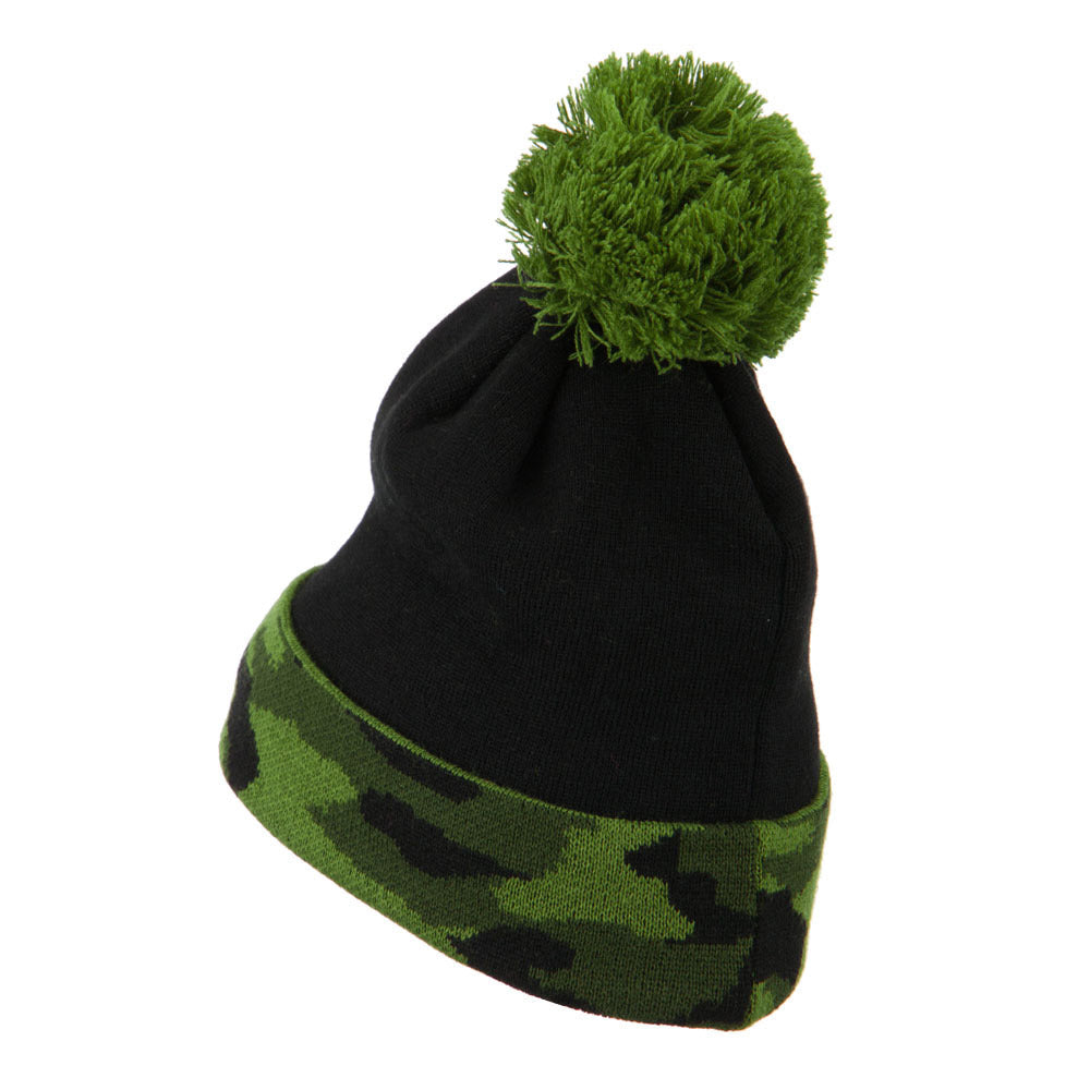 Camouflage Cuff Pom Beanie