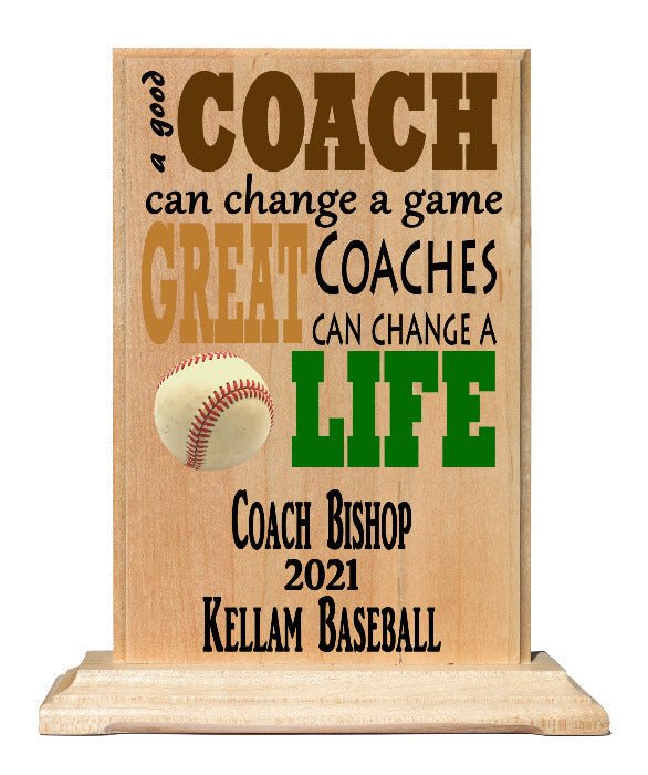 Coach Gift Plaque - A Good Coach Can Change A Game A Great Coach Can Change A Life