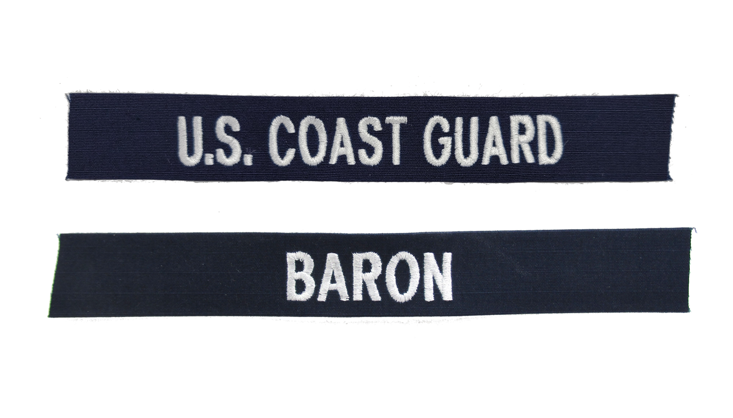 2 Piece Set - U.S. Coast Guard Name Tapes - ODU Ripstop SEW ON