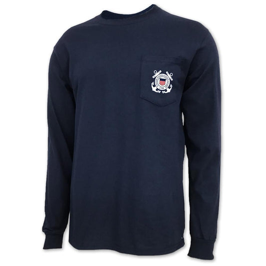 Coast Guard Seal Logo Long Sleeve Pocket T-Shirt