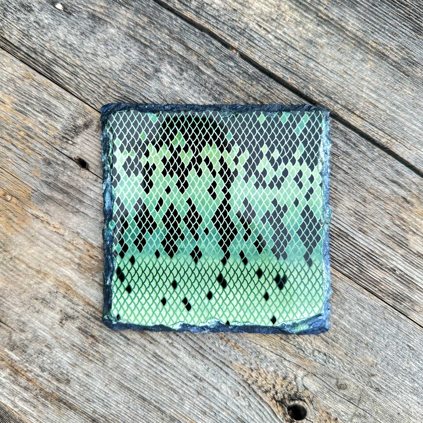 Trout Pattern Slate Coaster Singles