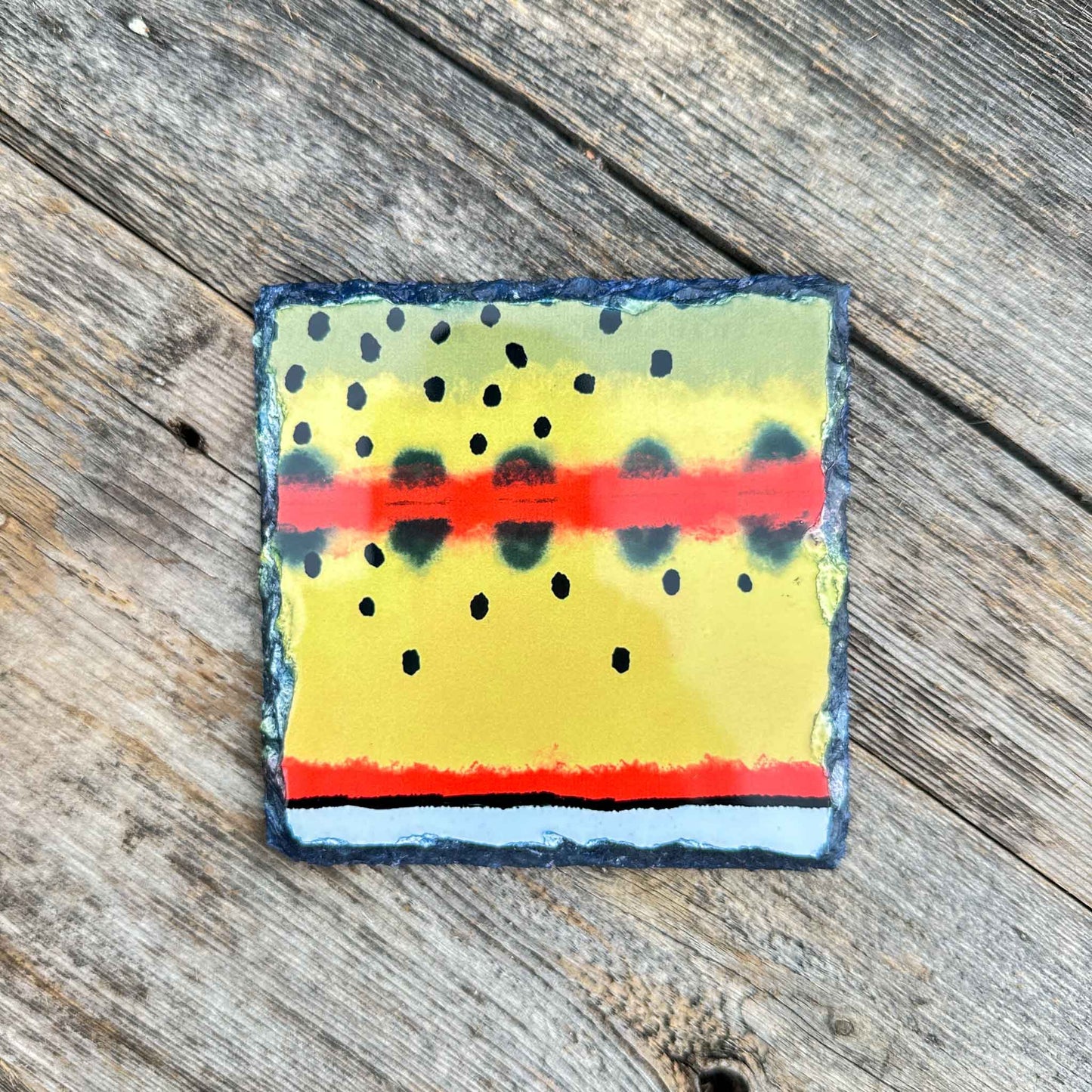 Trout Pattern Slate Coaster Singles