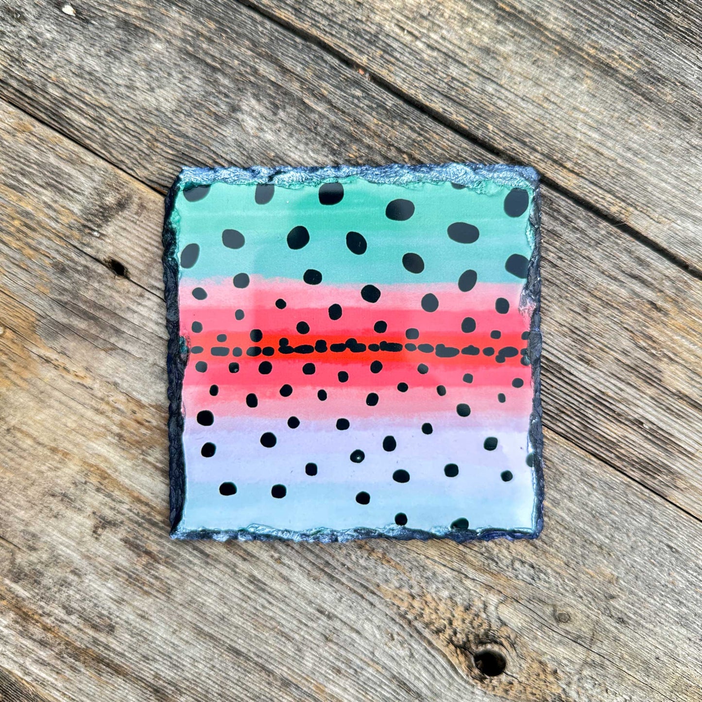 Trout Pattern Slate Coaster Singles
