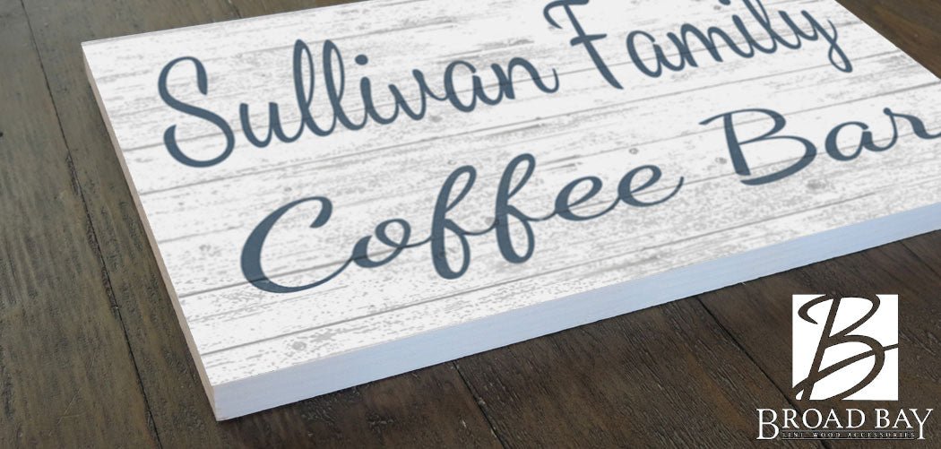 Coffee Bar Sign With Custom Name Solid Wood 16.5in x 10.5in