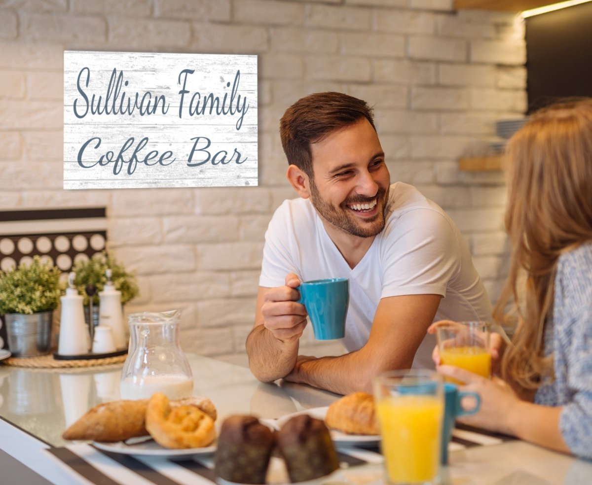 Coffee Bar Sign With Custom Name Solid Wood 16.5in x 10.5in