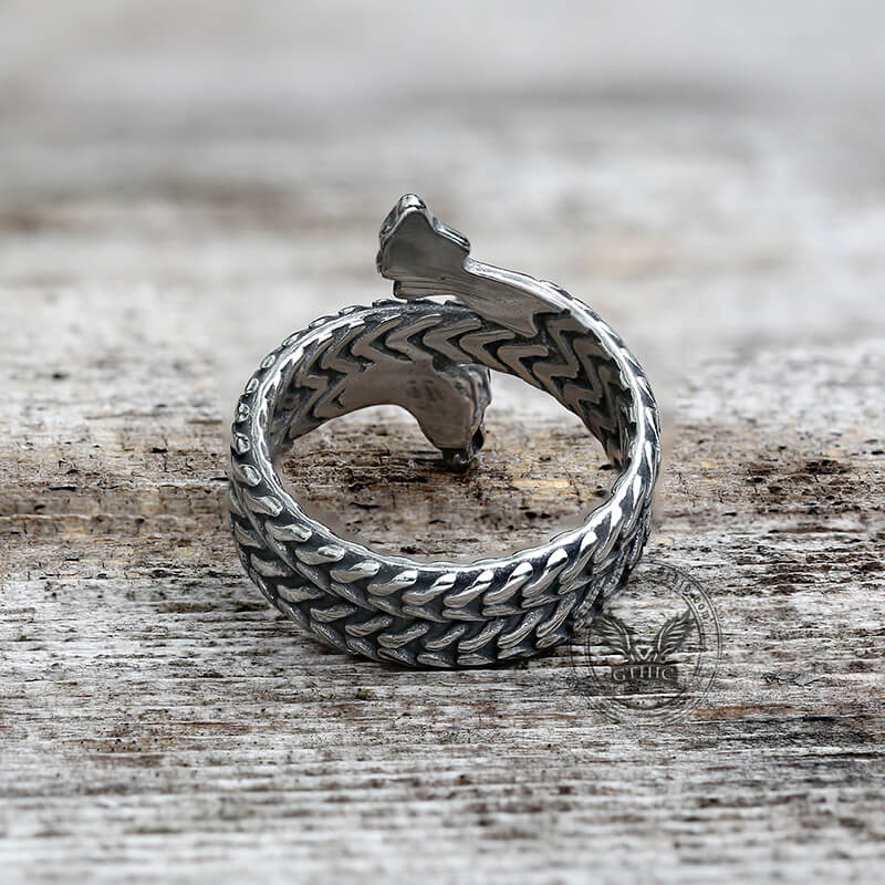 Coiled Dragon Stainless Steel Animal Ring