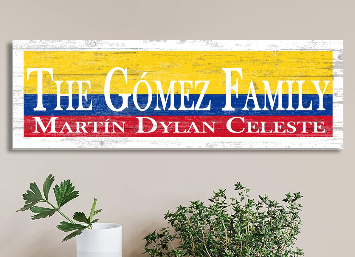 Colombian Flag Family Sign Colombian Wedding Gift Idea