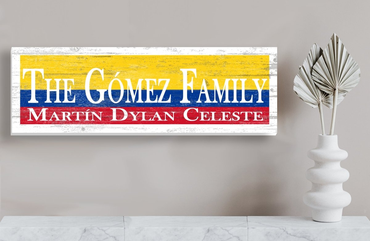 Colombian Flag Family Sign Colombian Wedding Gift Idea