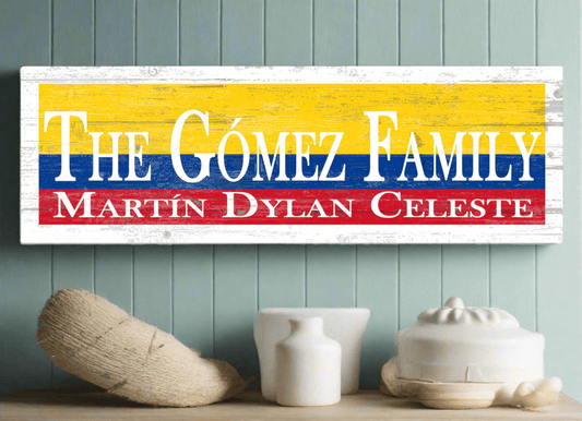 Colombian Flag Family Sign Colombian Wedding Gift Idea