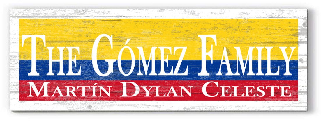 Colombian Flag Family Sign Colombian Wedding Gift Idea