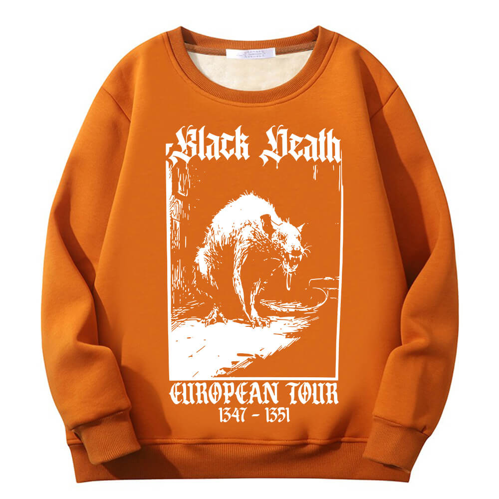 Multicolor Black Death Rat Fleece Sherpa Crew Collar Sweatshirt
