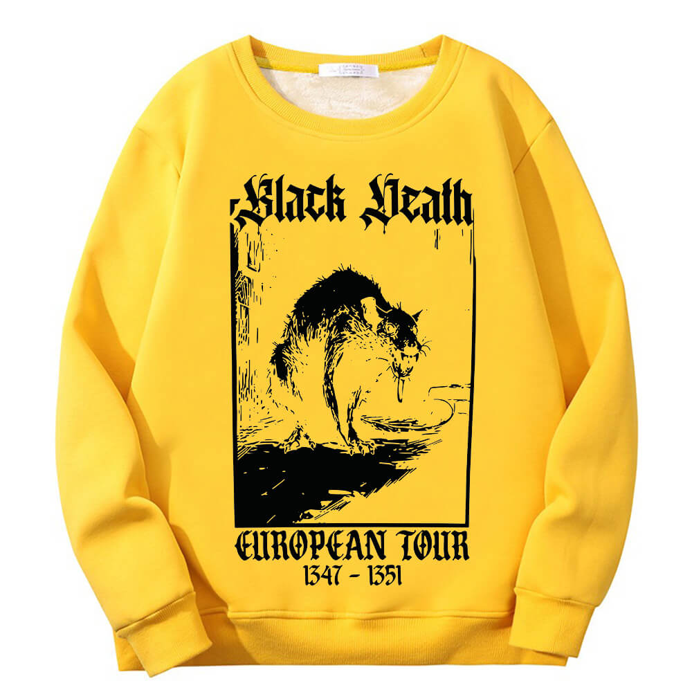 Multicolor Black Death Rat Fleece Sherpa Crew Collar Sweatshirt