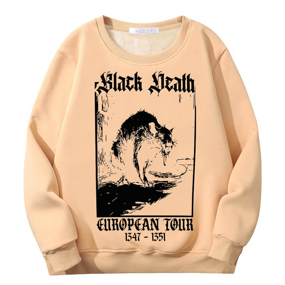 Multicolor Black Death Rat Fleece Sherpa Crew Collar Sweatshirt