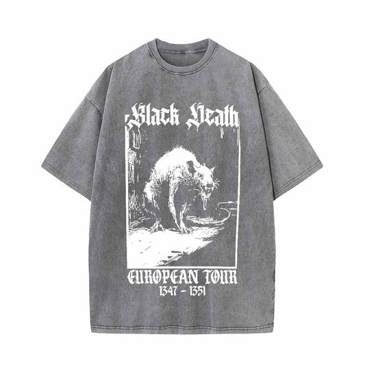 Multicolor Black Death Rat Vintage Washed T-shirt