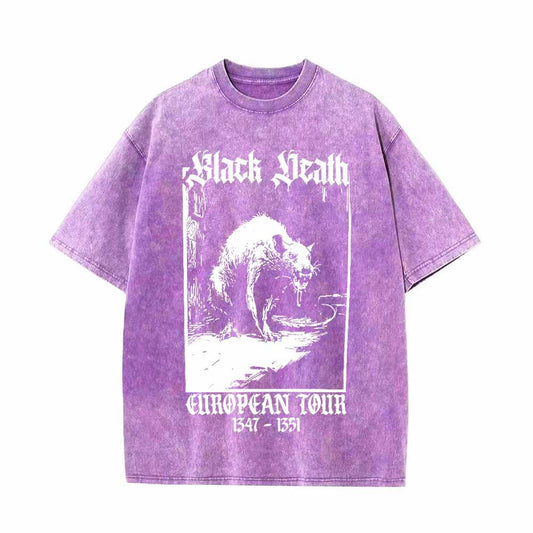 Multicolor Black Death Rat Vintage Washed T-shirt