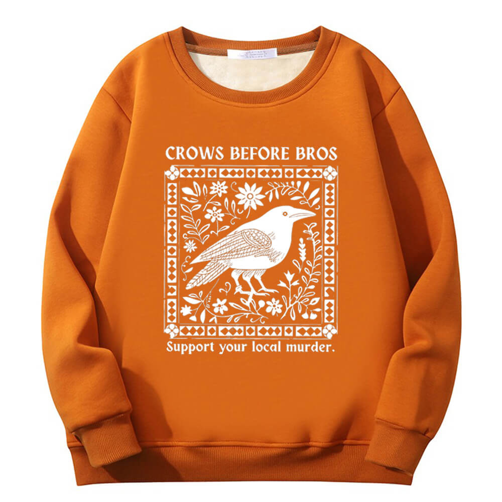 Multicolor Crows Before Bros Crew Collar Fleece Sherpa Sweatshirt
