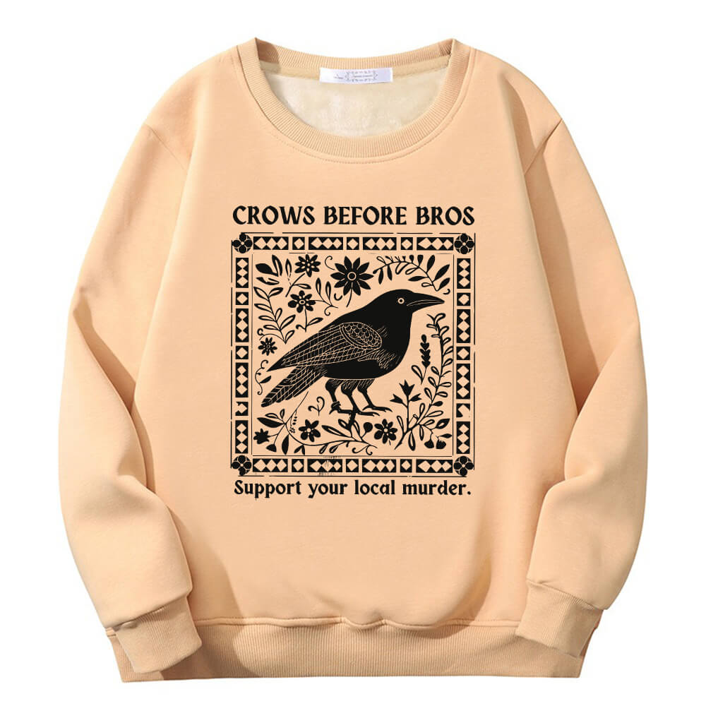 Multicolor Crows Before Bros Crew Collar Fleece Sherpa Sweatshirt