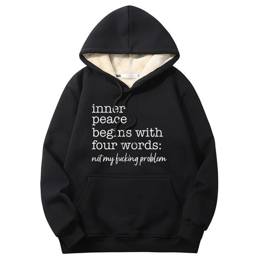 Multicolor Inner Peace Begins Warm Fleece Sherpa Lined Hoodie