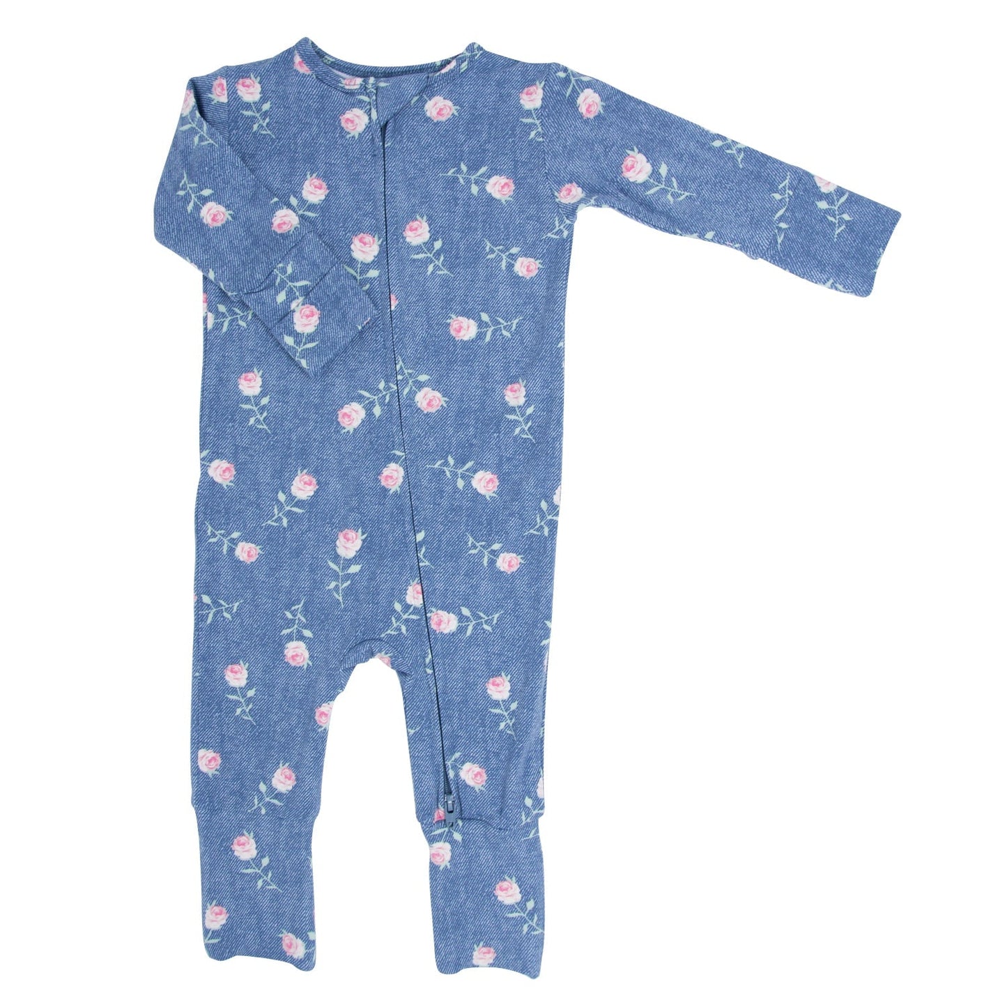 Convertible Romper Denim Roses