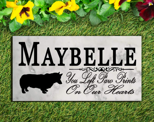 Corgi Memorial Stone Personalized Dog Garden Rock Grave Marker You Left Paw Prints On My Heart