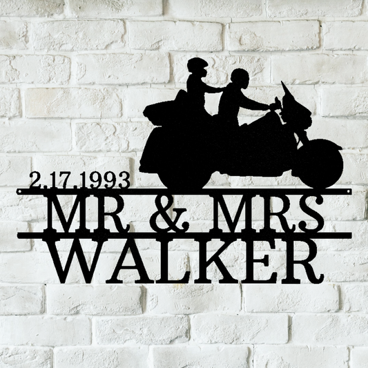 Motorcycle Couple Personalized Gifts - Custom Metal Sign