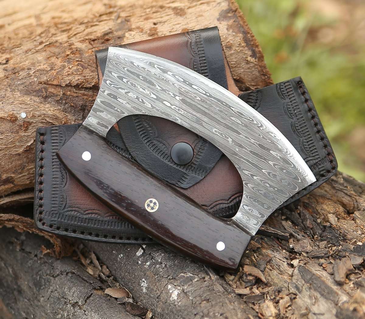 6.0" Mezzaluna Knive - Ulu Knife with Exotic Wenge Wood Handle