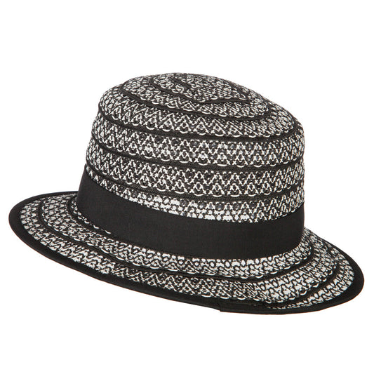 Women's Crochet Weave Paper Braid Boater Hat