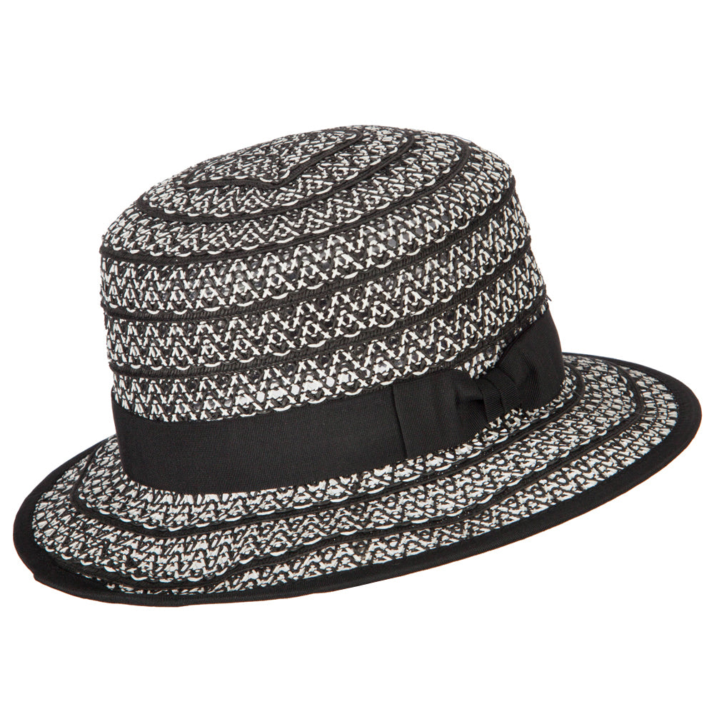 Women's Crochet Weave Paper Braid Boater Hat