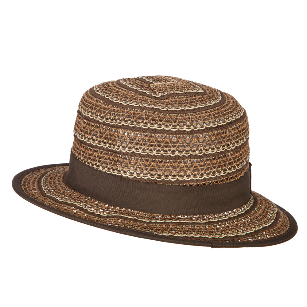 Women's Crochet Weave Paper Braid Boater Hat