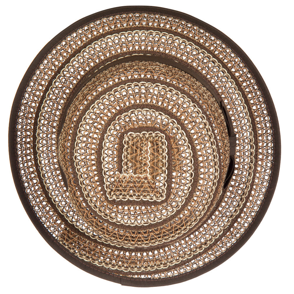 Women's Crochet Weave Paper Braid Boater Hat