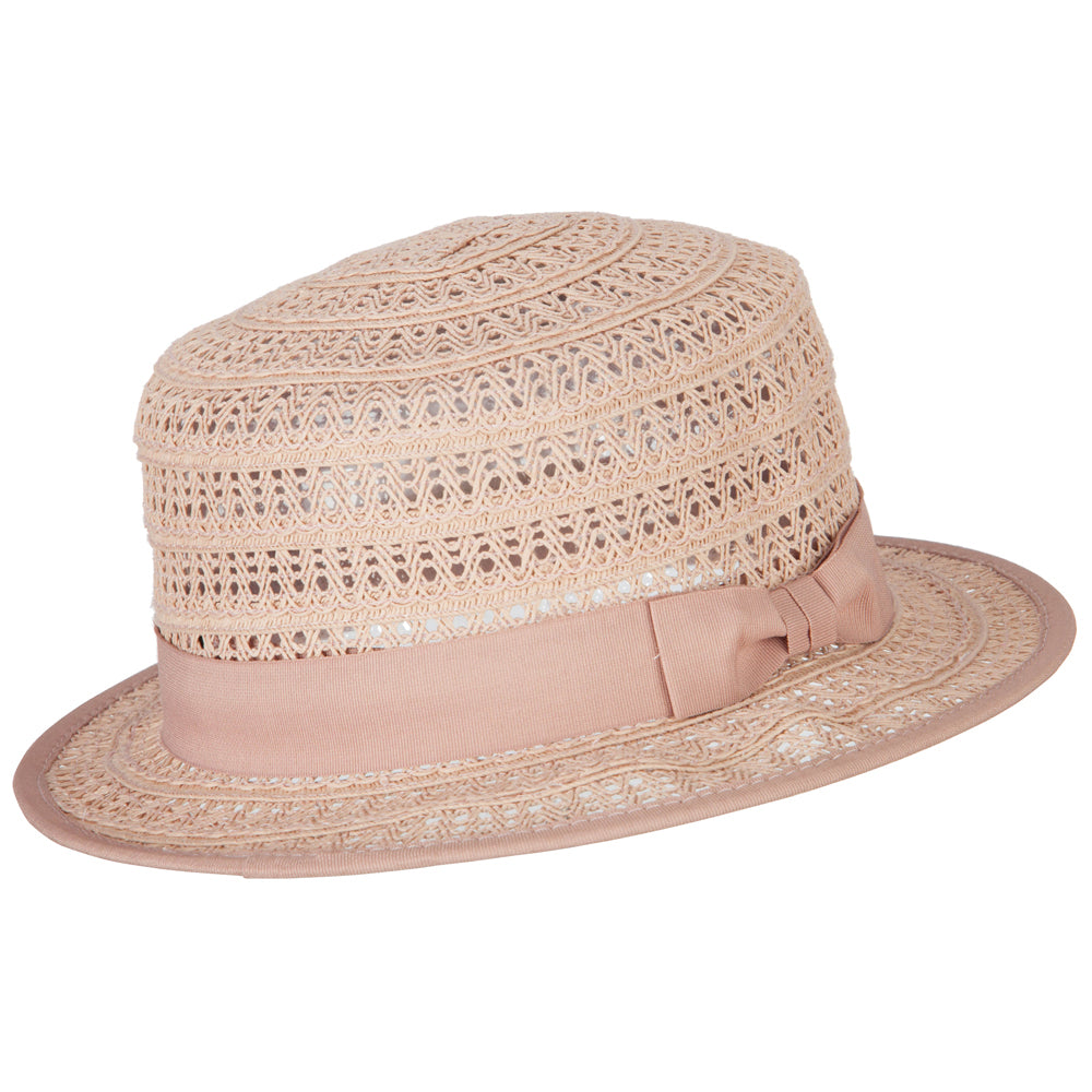 Women's Crochet Weave Paper Braid Boater Hat