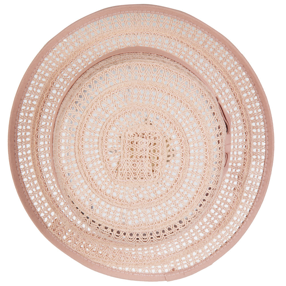 Women's Crochet Weave Paper Braid Boater Hat