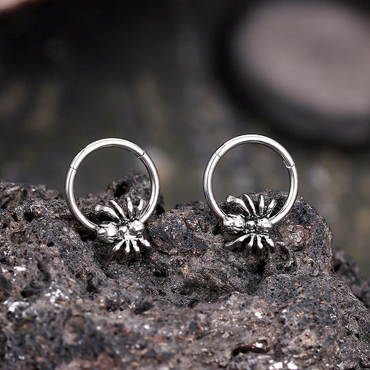 Creative Spider Stainless Steel Hoop Earrings