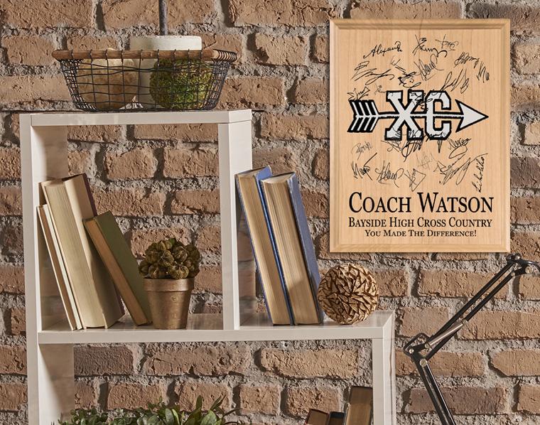 Cross Country Coach Gift Plaque Award SIGNABLE for Team Notes & Signatures