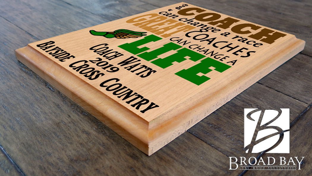 Custom Cross Country Coach Gift – Personalized Wood Plaque with Name & Year – “Great Coaches Change Lives” – Made in USA – 11x8.5