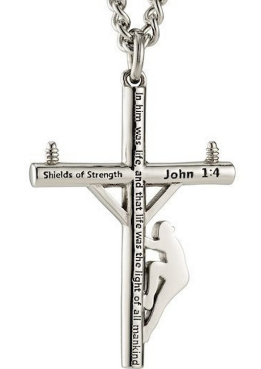 Men's Stainless Steel Lineman Cross Necklace