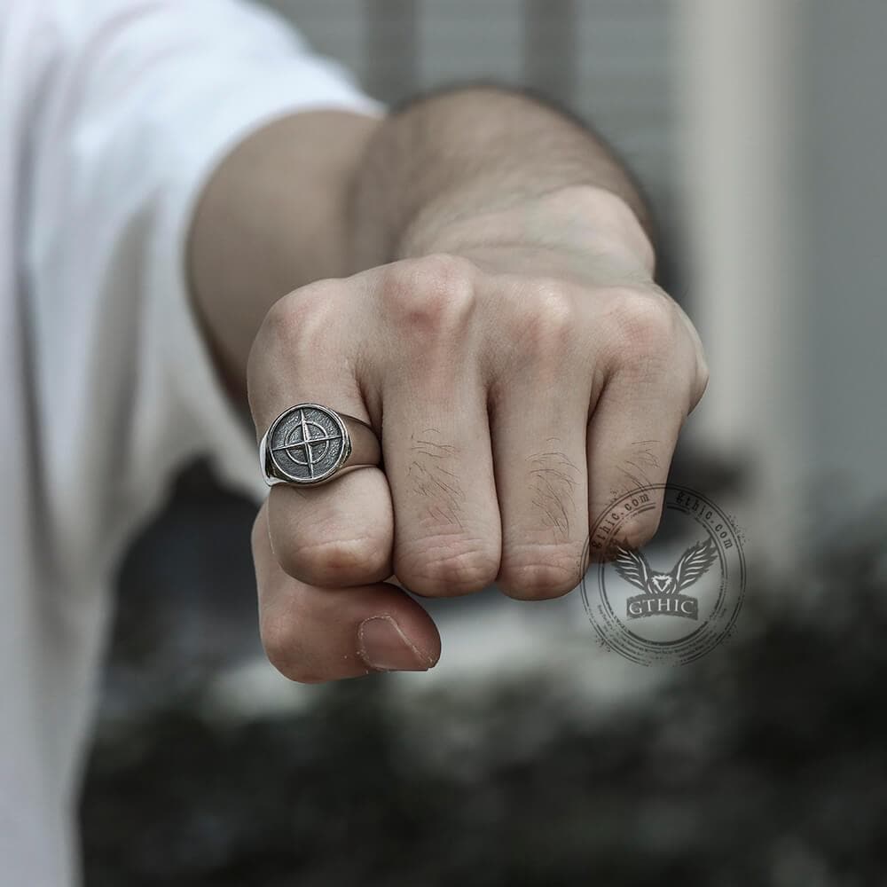 Cross Star Pattern Stainless Steel Ring