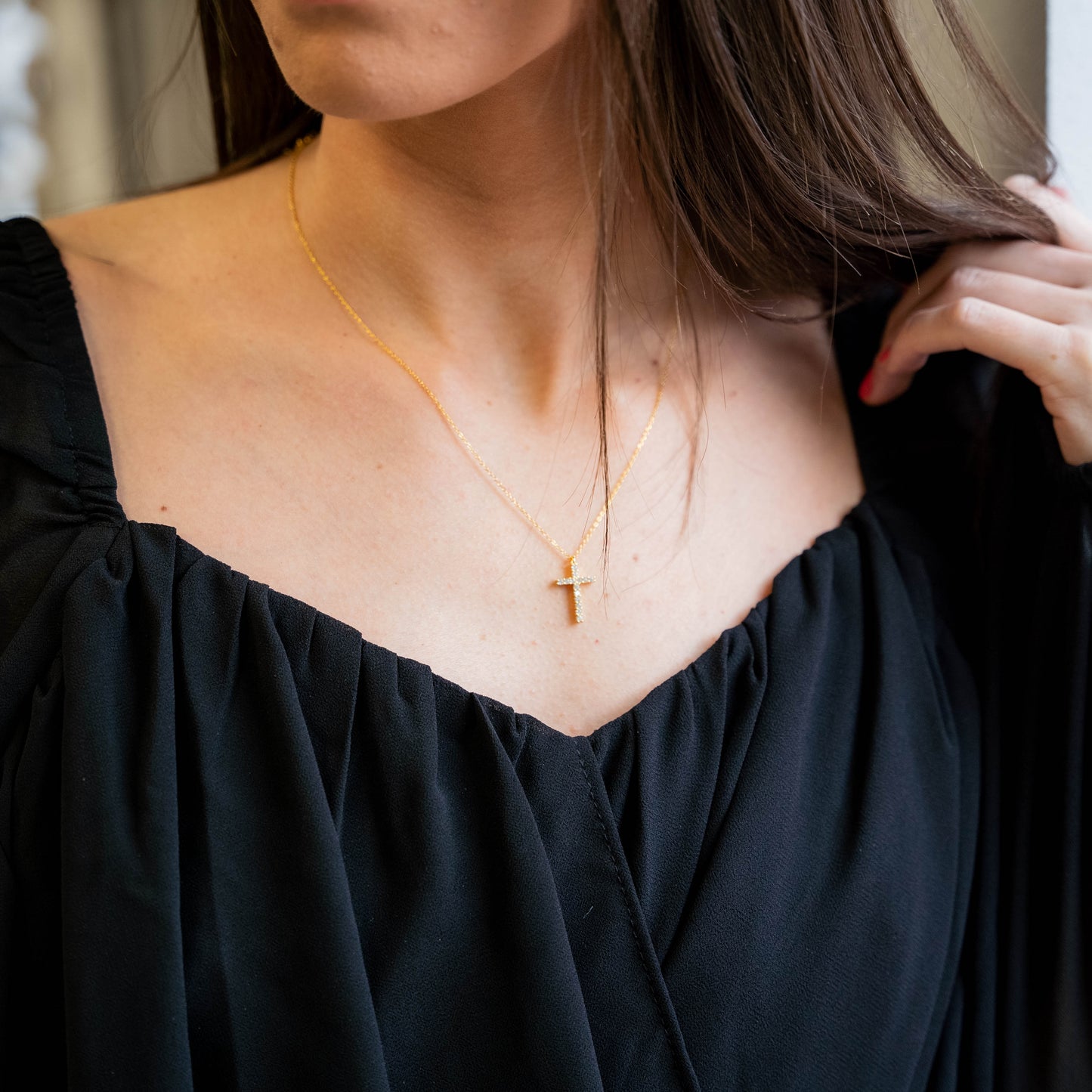 CROSSROADS - Gold CZ Zircon Pendant