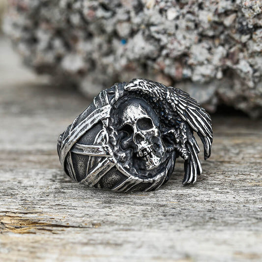 Crow Stainless Steel Skull Ring