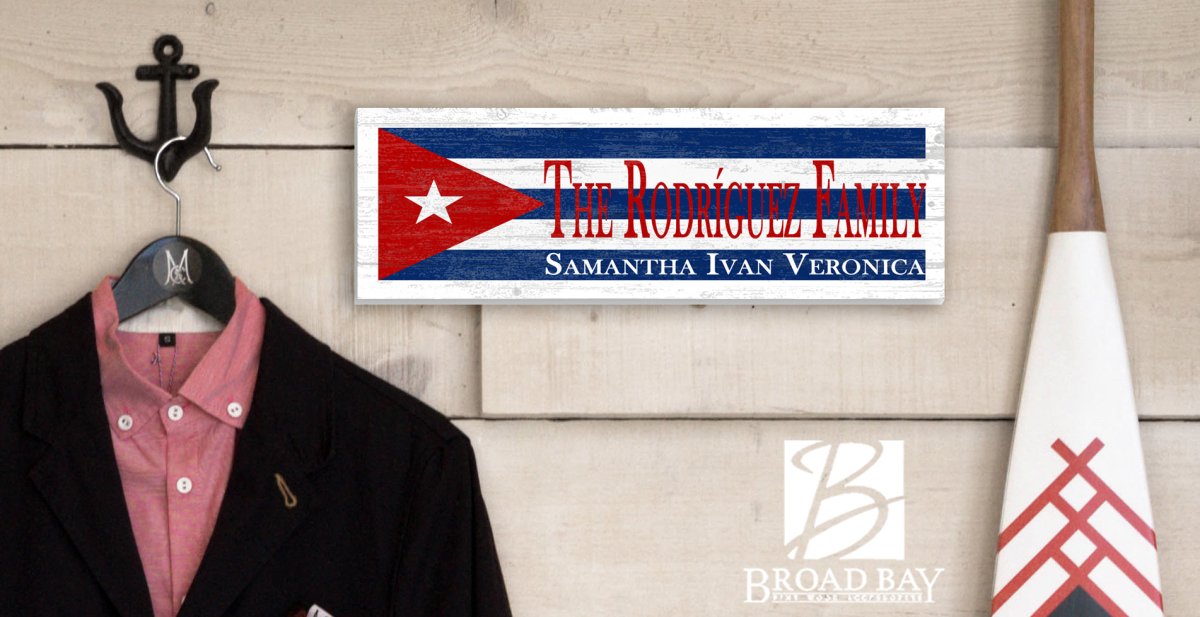 Cuban Flag Sign Family Name Cuba Theme Wedding Gift