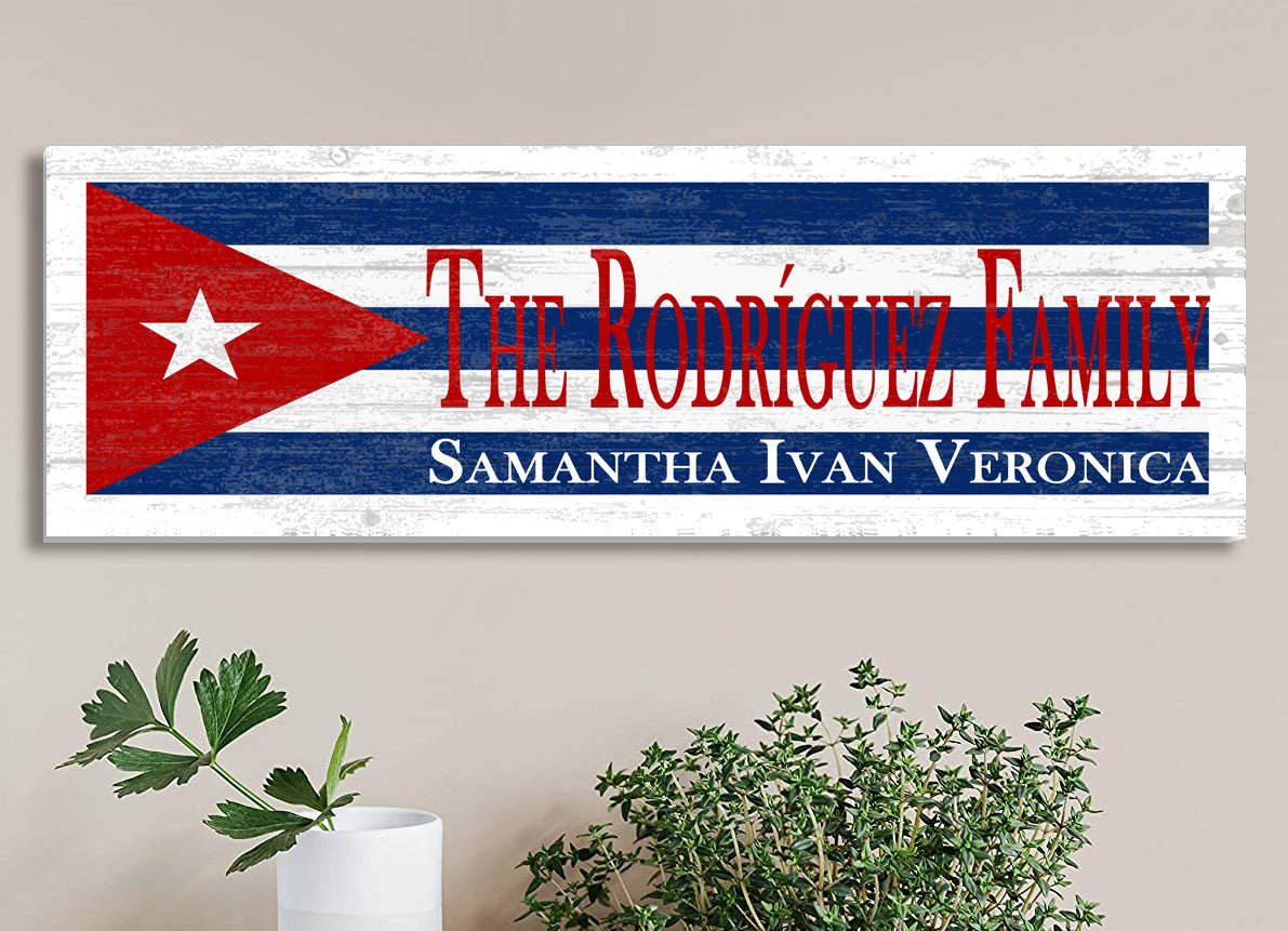 Cuban Flag Sign Family Name Cuba Theme Wedding Gift