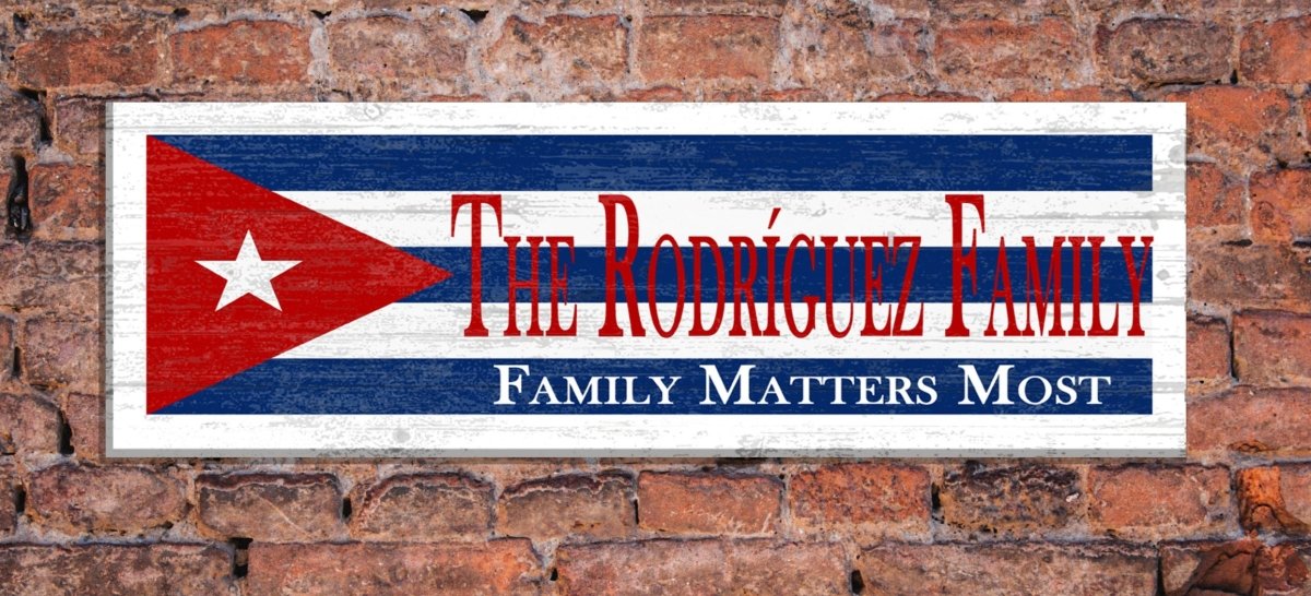 Cuban Flag Sign Family Name Cuba Theme Wedding Gift