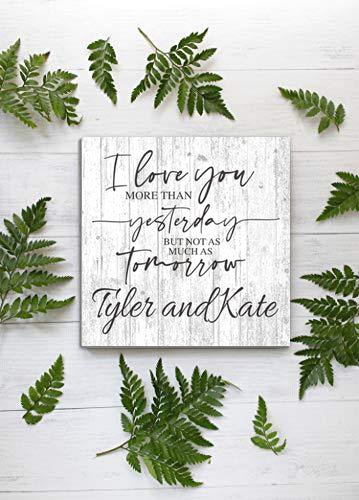 Custom Anniversary Gift Sign I Love You More Than Yesterday But Not As Much As Tomorrow