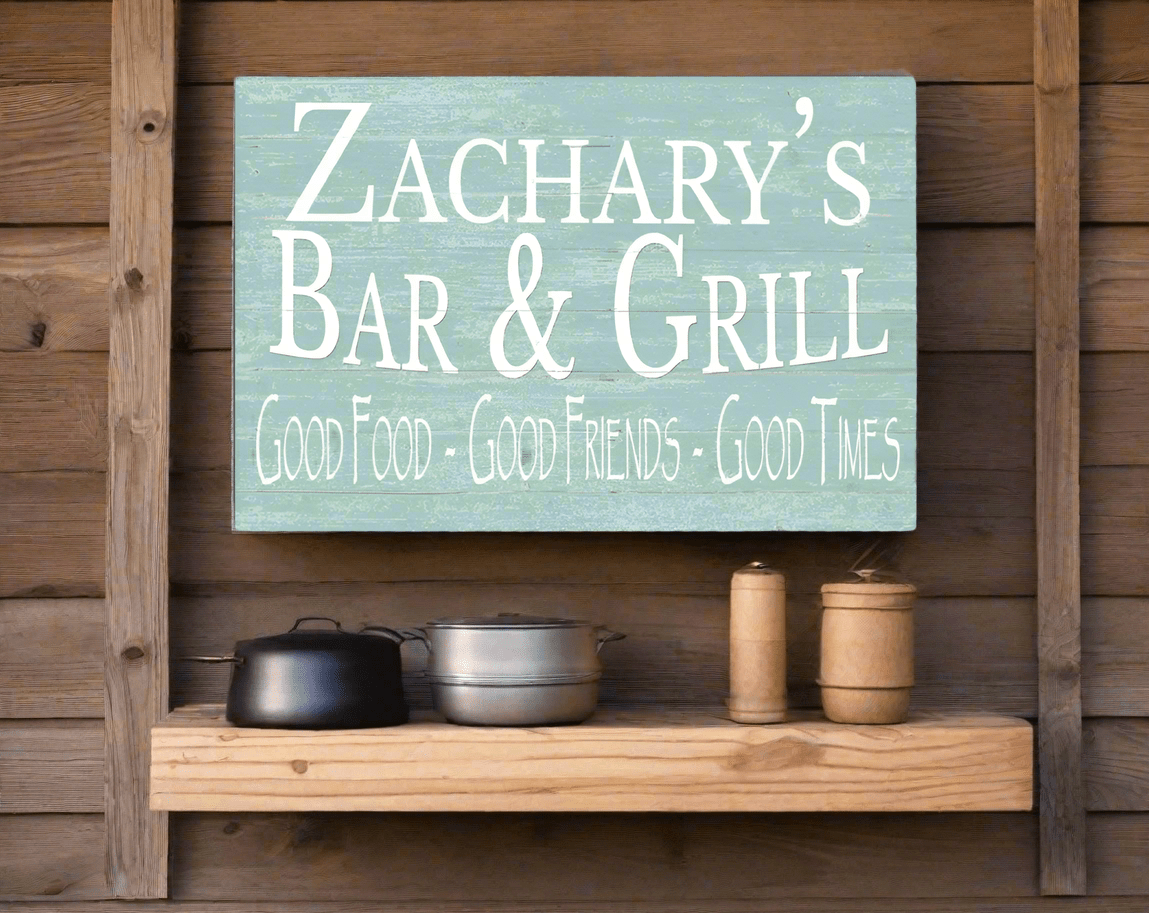 Custom Bar and Grill Sign Personalized Man Cave or Barbecue Decoration