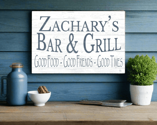 Custom Bar and Grill Sign Personalized Man Cave or Barbecue Decoration
