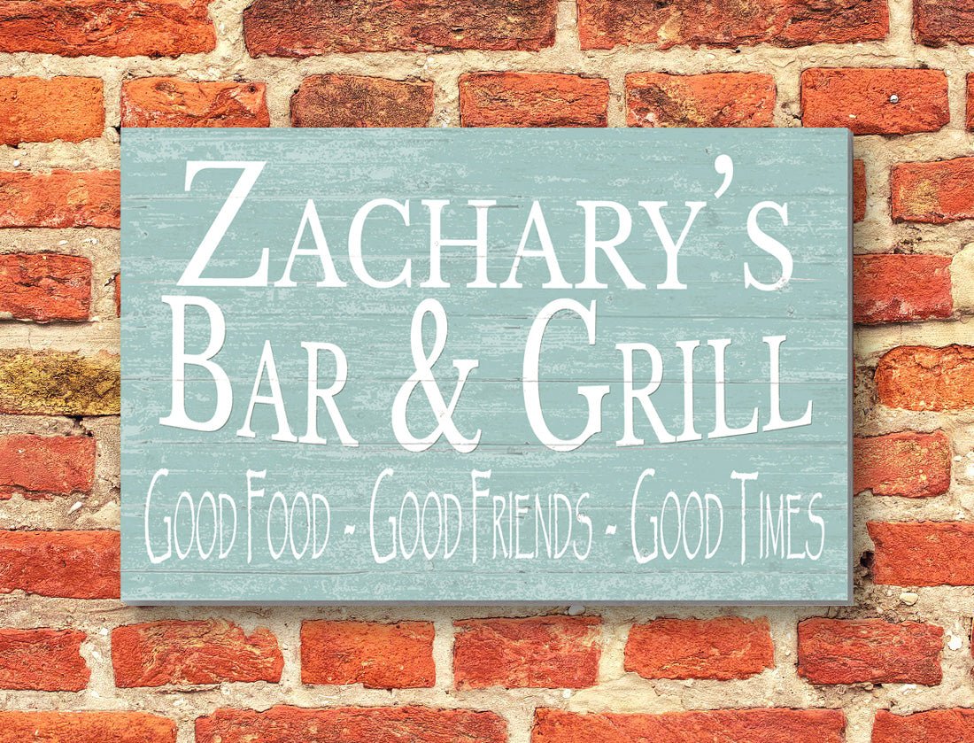 Custom Bar and Grill Sign Personalized Man Cave or Barbecue Decoration