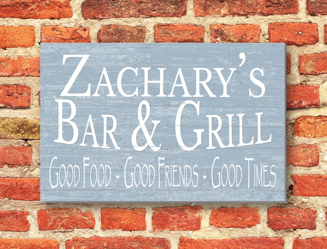 Custom Bar and Grill Sign Personalized Man Cave or Barbecue Decoration