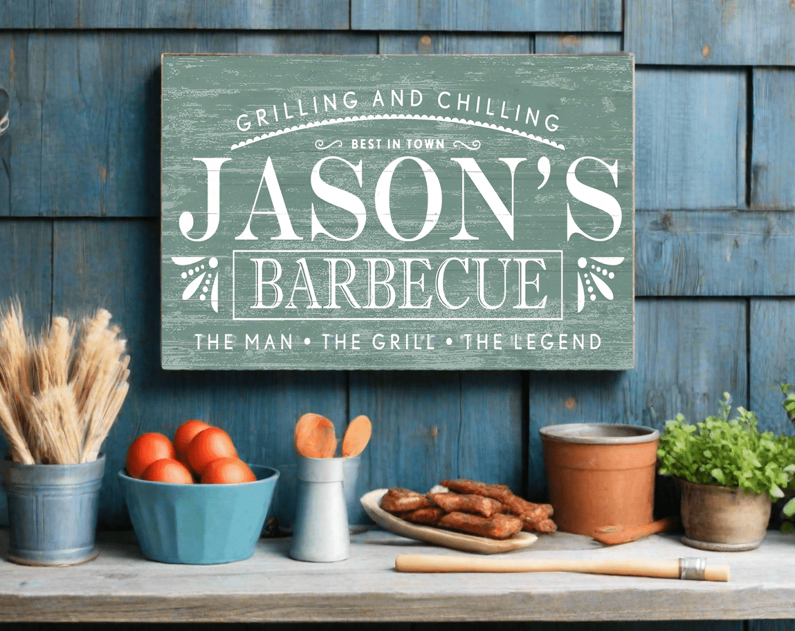 Custom Barbecue Sign - Solid Wood
